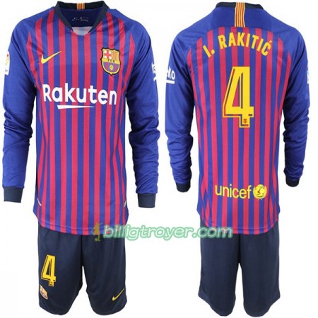 Billige Fotballdrakter FC Barcelona I. Rakitic 4 Barn Hjemmedraktsett 2018/19 Langermet